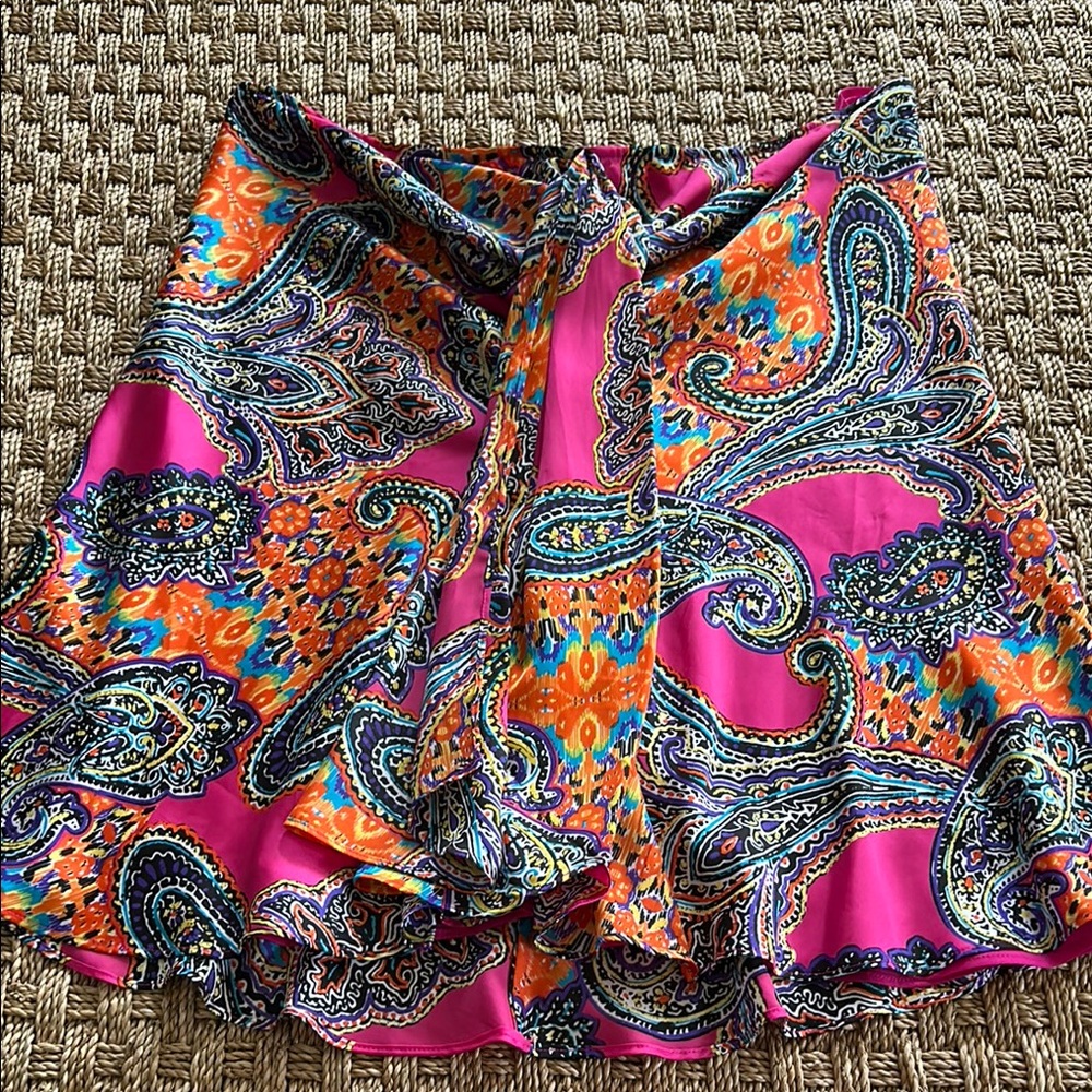 Ralph Lauren - Pink & Orange strapless top with Paisley Design - Large - VGUC